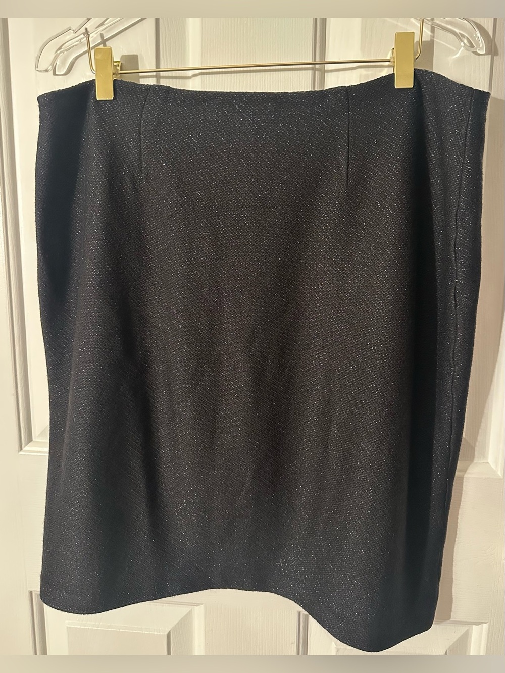 ST. JOHN 14 WOOL Capsule Minimalist Quiet Luxury Metallic Stretch Pencil Skirt